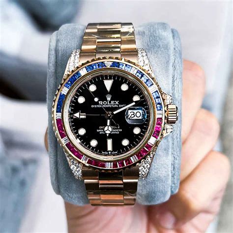 rolex gmt gold diamond|rolex gmt everose gold.